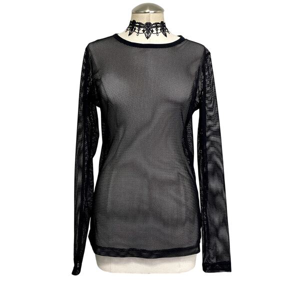 Hot Topic Mesh Long Sleeve Top Emo Goth Grunge - Picture 1 of 11